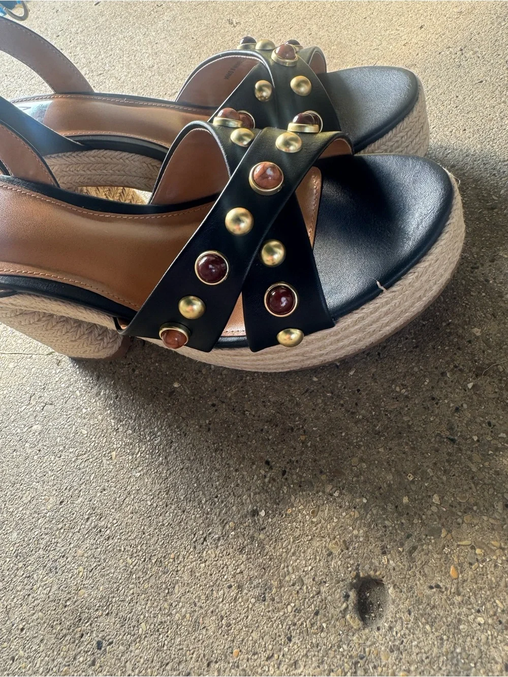 Black Studded Block Heel Sandals - Women